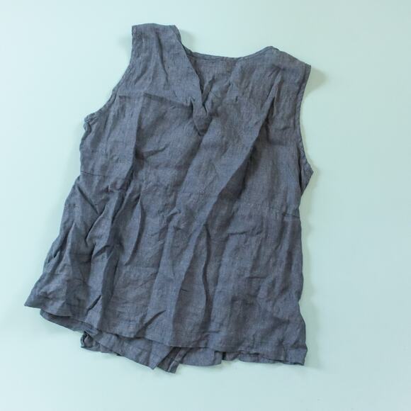 Flax Blue 100% Linen Sleeveless Loose Fit Tank Top Size Medium - Picture 7 of 7